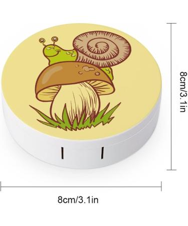 Mushroom & Snail Round Case For Contact Lens Kit Storage Box with Mirror Printed - Buy Online on GoSupps.com