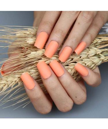 Buy HUJL 24pcs Matte Orange Artificial Nails - Trendy Short Fashion Nails for Stylish Looks - Buy Online on GoSupps.com