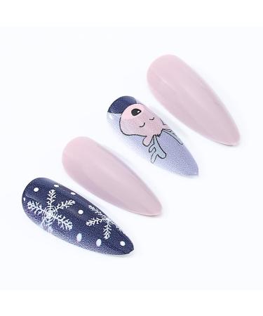 Brishow Christmas Snow Artificial Nails - 24-Piece Ballerina Press-On Nail Set for Women & Girls - Festive Full Cover Decorations - Buy Online on GoSupps.com
