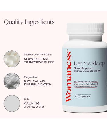 Womaness Let Me Sleep Sleep Aid for Adults - Melatonin & Magnesium Supplement - Nighttime Rest Support with Magnesium for Better Relaxation and Night Sleep Support Evening Wellness - 30 Capsules - Buy Online on GoSupps.com