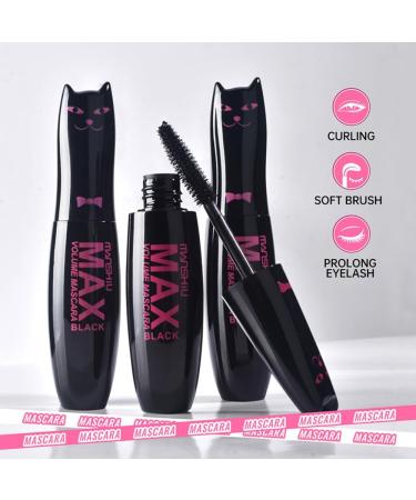 LAMUSELAND Volume Curling Mascara 4 Colors Waterproof Smudge-proof Thickening Lengthening Liquid Lash Extensions Natural Long-Lasting Eye Makeup Tool Set for Women Girls (Black) - Buy Online on GoSupps.com
