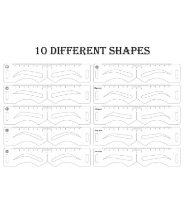 YIZHUO 10 Shapes Eyebrow Stencils - Microblading Supplies for Perfect Eyebrow Shaping - Reusable Mold Template Drawing Guide - Buy Online on GoSupps.com