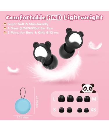 Kids Ear Plugs 2 Pairs | Reusable Silicone Noise Cancelling Earplugs for Ages 6-12 | Ear Protection for Concerts Flying & School (Black & Blue - Buy Online on GoSupps.com