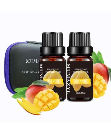 Mango Essential Oil Organic Plant Natural 100% Pure Mango Oil for Diffuser,Cleaning,Home,Bedroom,SPA,Massage,Aromathic Perfumes,Humidifier,Skin,Soap,Candles 2 Pack 10ml