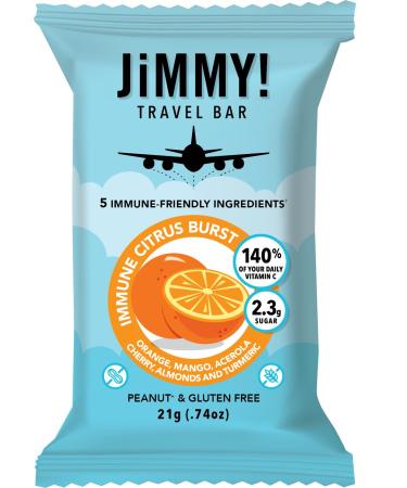 JiMMY Travels! Functional Protein Bar - Citrus Burst Travel Size Bars (0.74 oz) - 24 Pack - with Immune System Fortifying Ingredients 140% Daily Vitamin C Peanut Free Gluten Free