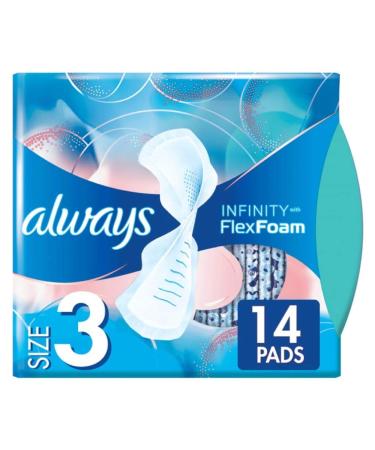 Always Infinity Size 3 Feminine Pads with Wings Extra Heavy Flow Absorbency Unscented 14 Count Unscented 14 Count (Pack of 1)