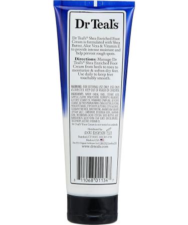 Dr Teal's Pure Epsom Salt Foot Cream - 8 oz | Shea Butter Aloe Vera & Vitamin E for Soothing Relief | Perfect for Women's Foot Care - Buy Online on GoSupps.com