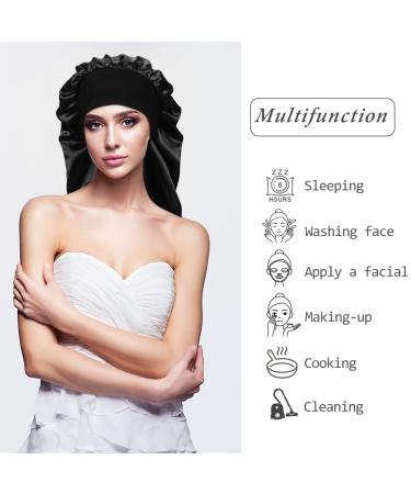 Extra Large Satin Sleep Cap Set for Long Hair & Dreadlocks - 4 Pieces - Buy Online on GoSupps.com
