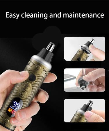 Rechargeable Nose Hair Trimmer - Painless Ear & Nose Trimming Tool for Men & Women | LED Display Easy Clean Double Edge Blade - Buy Online on GoSupps.com