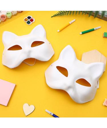 Ibasenice White Cat Paper Masks - Blank Half-Face Masks for Hand Painting | Perfect for Halloween Parties & Gifts - Buy Online on GoSupps.com