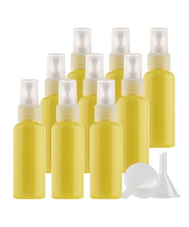TIANZD 12 Pieces 50ml 1.7 oz Lightproof Yellow Spray Bottles Plastic Fine Mist Spray Bottles Refillable Bottle for Cosmetic Perfume Cleaning Travel with 1x Funnels Yellow 50ml