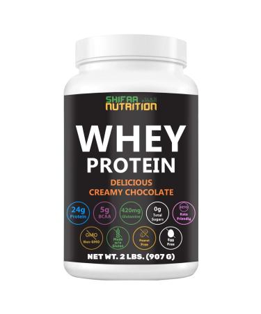 2 Lbs Halal Whey Protein Powder Creamy Chocolate. 24g Protein 5g BCAAs & 420mg Glutamine. for Building Lean Muscles & Recovery. Sugar-Free Keto-Friendly Gluten-Free Non-GMO