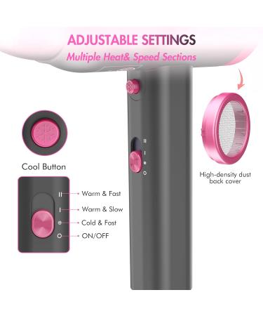 ANIEKIN Portable Ionic Hair Dryer - 1875W Lightweight Blow Dryer with Diffuser & Nozzle for Fast Drying Ideal for Curly Hair - Compact Travel Hairdryer in Light Grey - Buy Online on GoSupps.com