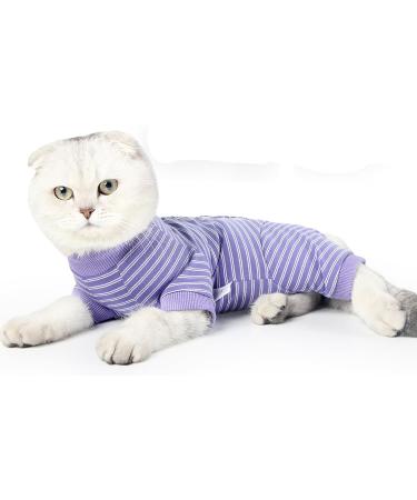 Lianzimau Katzenbody for Post-Operation Cats | Long-Sleeved E-Neck Catwear | Purple Streaked | Size S (1 Pack) - International Shipping Available - Buy Online on GoSupps.com