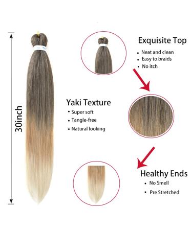 30 Inch Pre-stretched EZ Braiding Hair Extensions Yaki Texture - 6 Packs Hot Water Setting Synthetic Hair for Twist Braids (1B/27/613) - Buy Online on GoSupps.com