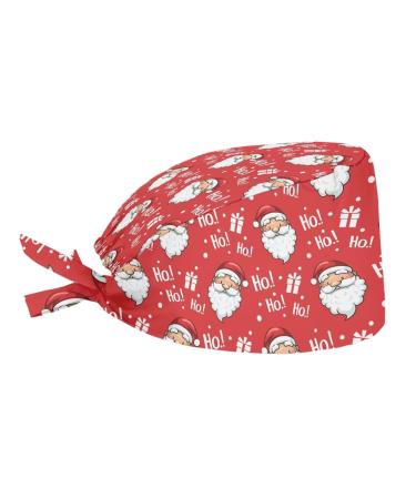 JEOCODY Fashional Cap Working Cap Shower Hat with Sweatband Breathable Headgear for Women/Men Christmas Santa Claus- Printed One size