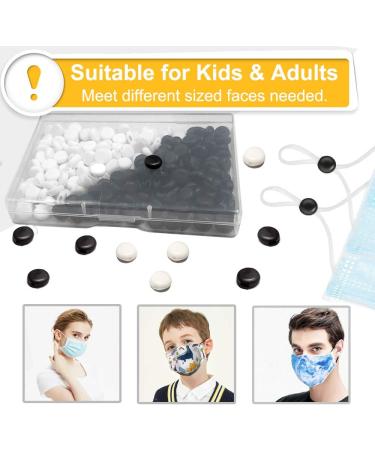 200pcs Elastic Cord Locks Toggles for Drawstrings - Silicone Round Cord Stops - Non-Slip Adjustable Buckler - Mask Adjuster for Suppliers - White 100pcs Black 100pcs - Buy Online on GoSupps.com