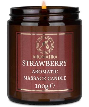 Strawberry Massage Candle 100g - Soy Wax Aromatherapy Candle with Coconut & Almond Oil | Relaxation & Body Care - Buy Online on GoSupps.com
