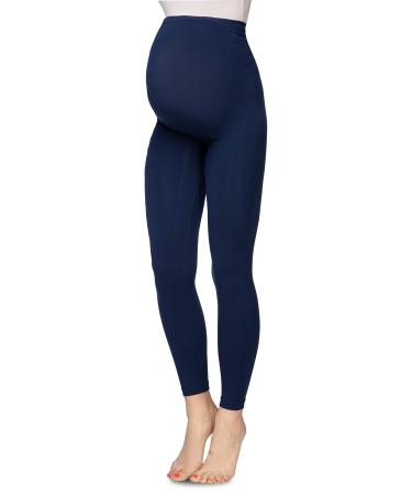 Annes styling Women s Maternity Leggings with Over Bump Support Full Length 90 DEN 12-14 Blu