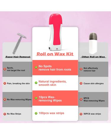 Seopri Roll on Wax Kit - Hair Removal Waxing Kit with Strawberry Wax Cartridges & Strips for Women & Men - Buy Online on GoSupps.com