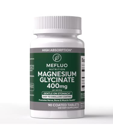 Magnesium Glycinate 400mg High Absorption Magnesium Supplement for Muscle Nerve & Sleep Support Gentle on Stomach Non-GMO Vegan Capsules 90 Count