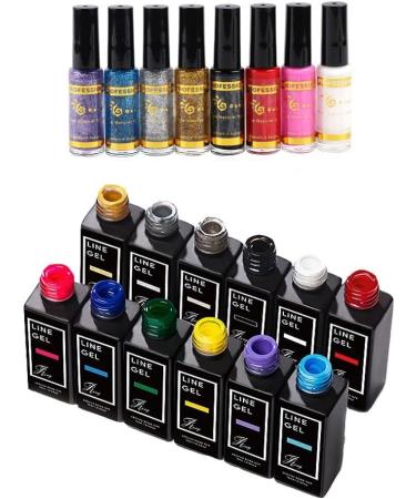 1Bottle Nail Gel Polish Brush Pen Nude Glitter UV LED Soak Off Gel Varnish Semi Permanent Paint Line Salon Lacquer Decoration R4 - (Color: 13) - Buy Online on GoSupps.com