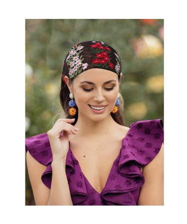 Urieo Lace Headbands Set - Champagne Flower Embroidery Hairbands for Women - Wide Floral Headband for Workout & Vacation - Stretchy Fashion Bandeau Hair Accessories (Set of 4) - Buy Online on GoSupps.com