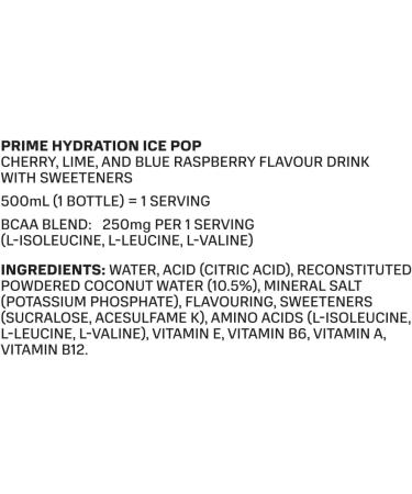 PRIME Hydration Ice Pop Drink 12 x 500ml - Buy Online on GoSupps.com
