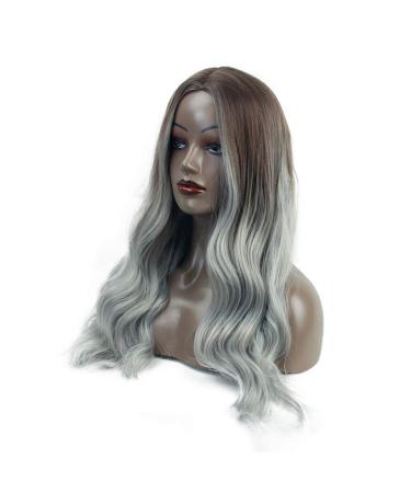 Shop Grey Curly Long Wig for Women - Brazilian Synthetic Hair for 50s 60s 70s 80s Cosplay - Buy Online on GoSupps.com