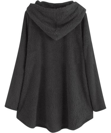 Hanxiulin Oversize Plush Jacket for Women | Warm Lined Fleece Sweater & Hooded Tops | Breathable Comfort in Black XXL - Buy Online on GoSupps.com