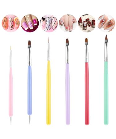 WLLHYF 6Pcs Nail Art Brushes Set - Design Tools for Gel Nail Polish, Carved Brush, Liner Brush, Dotting Pen - Ideal for Home Salon DIY Manicure - Buy Online on GoSupps.com