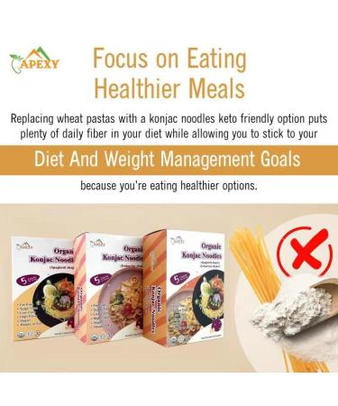 Apexy Organic Shirataki Konjac Noodle Spaghetti 53.6oz - 8 Pouches, Healthy Low Calorie, Low-Carb, Gluten-Free, Vegan, Keto & Paleo-Friendly Pasta - Buy Online on GoSupps.com