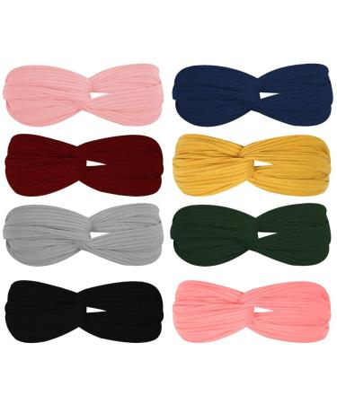 3 otters Women's Headbands, 8PCS Fashion Headbands for Women Cloth Headband Boho Stretchy Hair Bands, Hair Accessories Multicolor-1