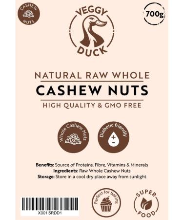 Buy Veggy Duck Natural Whole Cashew Nuts 700g | Raw Unsalted GMO-Free | Premium Quality Cashews for Baking & Snacking - Buy Online on GoSupps.com