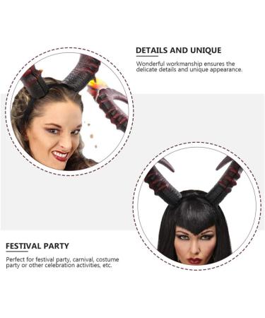 minkissy Demon Horn Headband Devil Headband Devil Horn Hair Hoop Carnival Headdress Prop Devil Cosplay Costume Dark Red - Buy Online on GoSupps.com