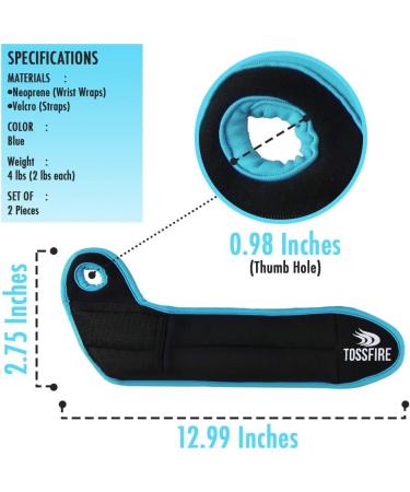 Wrist Weights Set 2 lbs (each) Blue - Thumblock Arm Weight for Men and Women - Ideal for Running, Weightlifting, Gymnastics, Aerobics, Jogging, Cardio Exercises - Buy Online on GoSupps.com