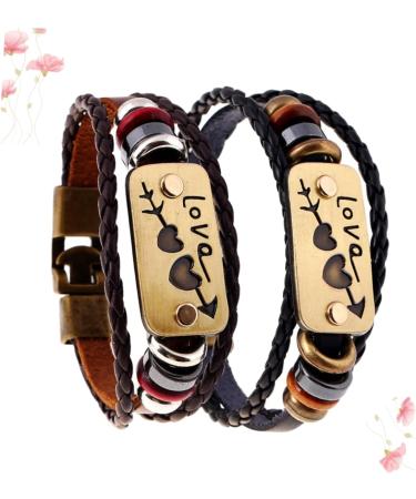 ABOOFAN 2pcs adjustable bracelet Leather Wrist Cuff Woven Wrist Cuff bracelet bracelets beaded mens beaded bracelet leather bracelet wrap Cords Bracelets student stackable birthday present 20X2cmx2pcs As Shownx2pcs - Buy Online on GoSupps.com