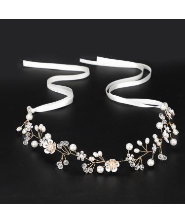 Bridal Headband Etercycle Gold Bridal Hairband Wedding Party Women's Pearl Rhinestones Headpiece Wedding Hair Jewelry for Bride Bridesmaids - Buy Online on GoSupps.com