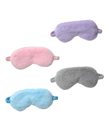 4 Pcs Plush Eye Masks Comfortable Sleep Masks with Elastic Strap Portable Plush Eye Blackouts for Girls Adult Children Travel