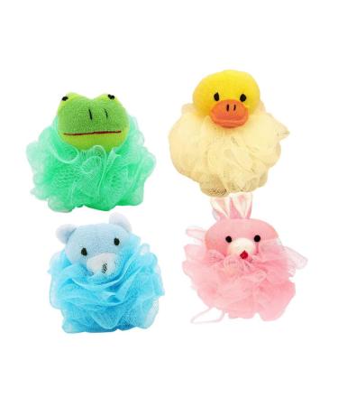 FRCOLOR 4pcs Bath Flower Sponges for Bathing Bath Sponge Loofah Sponge Shower Puff Shower Loofah Kids Loofah Bathing Loofah Bath Pouf Childrens Toys Bathing Ball Animal Baby Washing Ball