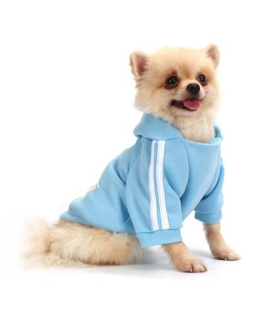 QiCheng&LYS Dog Coat Dog Hoodies Clothes Pet Puppy Cat Cute Cotton Warm Hoodies Coat Sweater (Blue S) Blue S