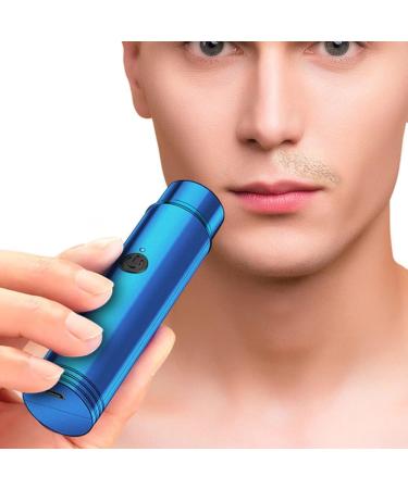 Mini Electric Shaver for Men Portable Car Rechargeable Shaver USB Rechargeable Razor Wet & Dry Use Rotary Electric Shaver for Travel Blue - Buy Online on GoSupps.com
