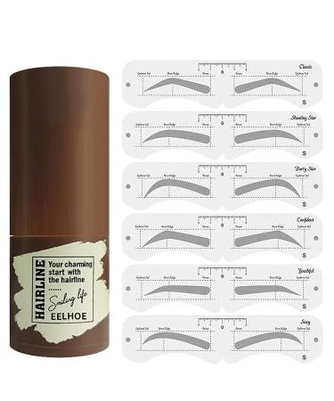 Eyebrow Stamp Shaping Kit - Waterproof One Step Brow Stamp with 6 Stencils | Dark Brown Makeup Tool for Perfect Brows - Buy Online on GoSupps.com
