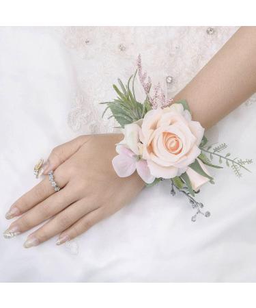 Campsis Handmade Pink Wrist Corsage Set for Wedding Prom Beach Photography - 2PCS - Buy Online on GoSupps.com