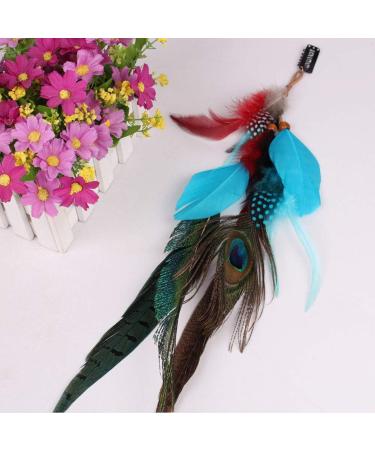 Handmade Peacock Feather Hippie Hair Extension Headband Bohemia Feather Hair Clips Comb with Bead Women Hairpin Headdress DIY Accessories - Buy Online on GoSupps.com