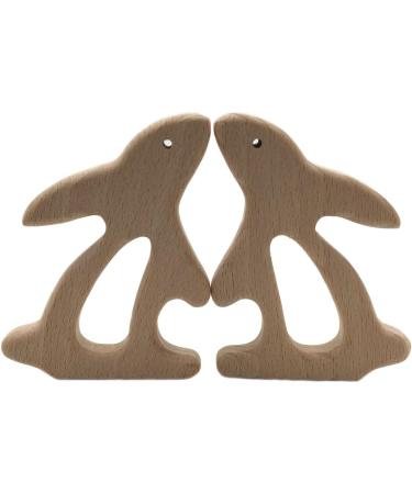 Wendysun 5pcs Cartoon Wood Teether Set - Pure Natural Animal Rabbit Shape Baby Teething Toy - Buy Online on GoSupps.com