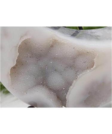300g Blue Agate Crystal Crescent Moon with Natural Druzy Stone Full of Texture - Buy Online on GoSupps.com