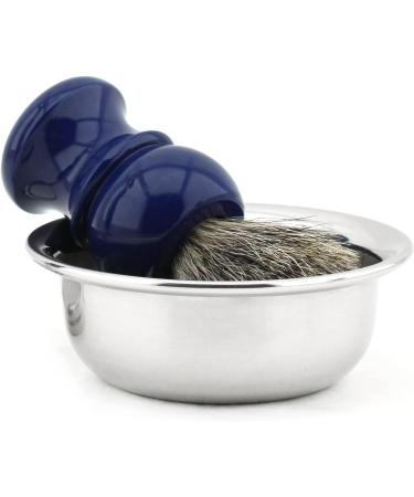 Premium Blue Shaving Set - 3-Blade Razor Real Badger Hair Brush Bowl & Stand | International Shipping - Buy Online on GoSupps.com
