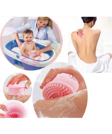 Silicone Body Scrubber Brush for Bath and Shower - Hygienic Skin-Friendly Exfoliating Scrubber - Pink - 80x135mm - Buy Online on GoSupps.com