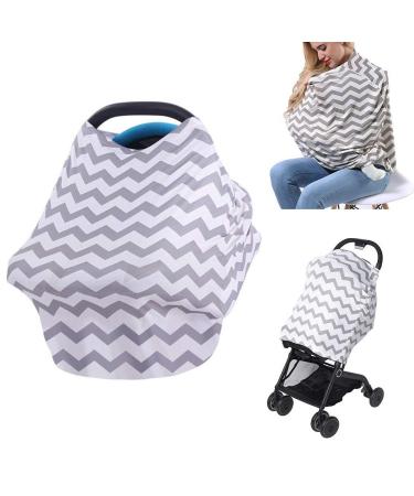 Multi-Use Organic Cotton Nursing Cover Breastfeeding Cover & Nursing Scarf- Stretchy Covers for Baby Carrier Baby Car Seat Cover Canopy and Shopping Cart for Boys and Girls (NP04)
